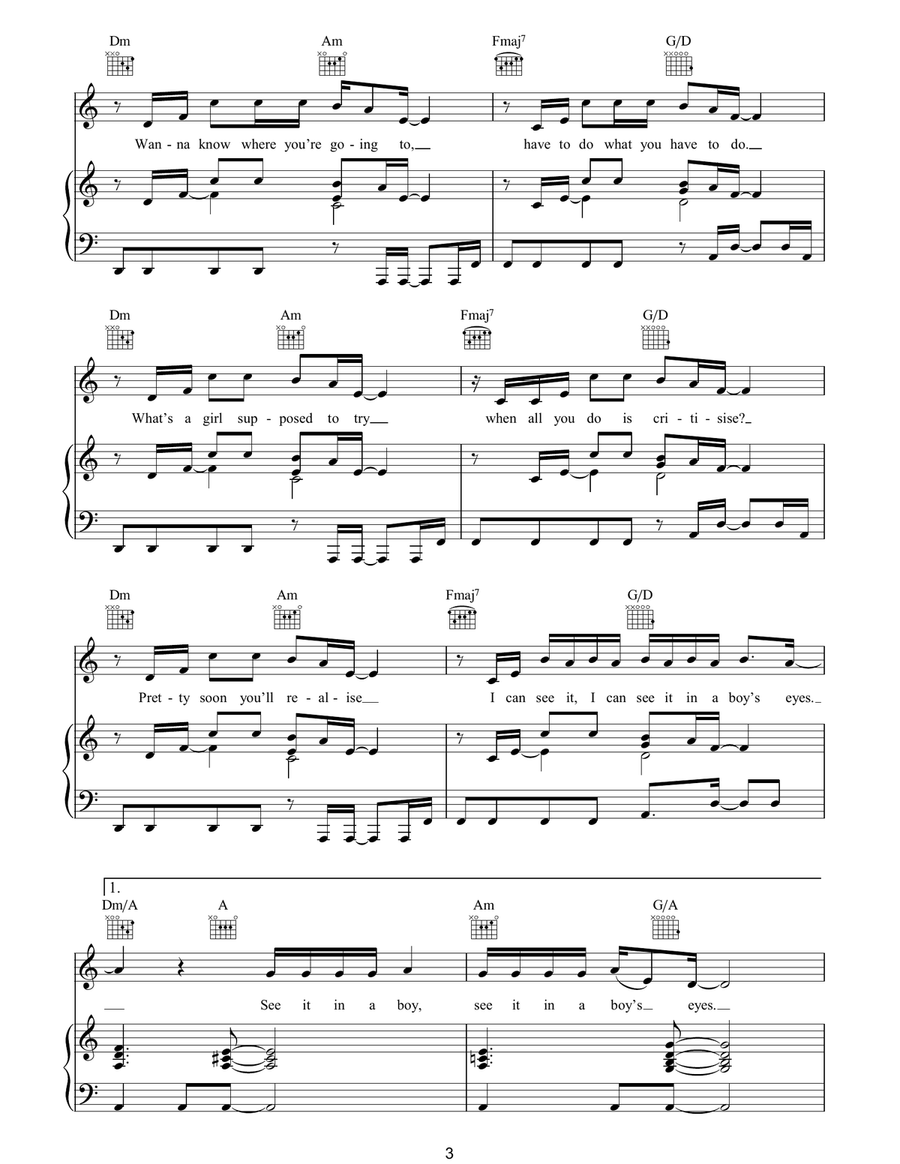 See It In A Boy's Eyes See It In A Boy's Eyes Piano, Vocal, Guitar scores gallery preview page 3