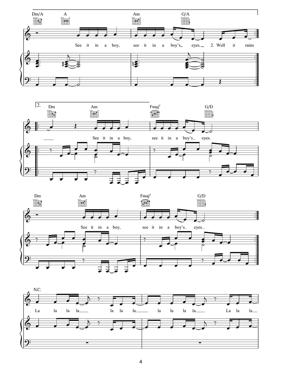 See It In A Boy's Eyes See It In A Boy's Eyes Piano, Vocal, Guitar scores gallery preview page 4