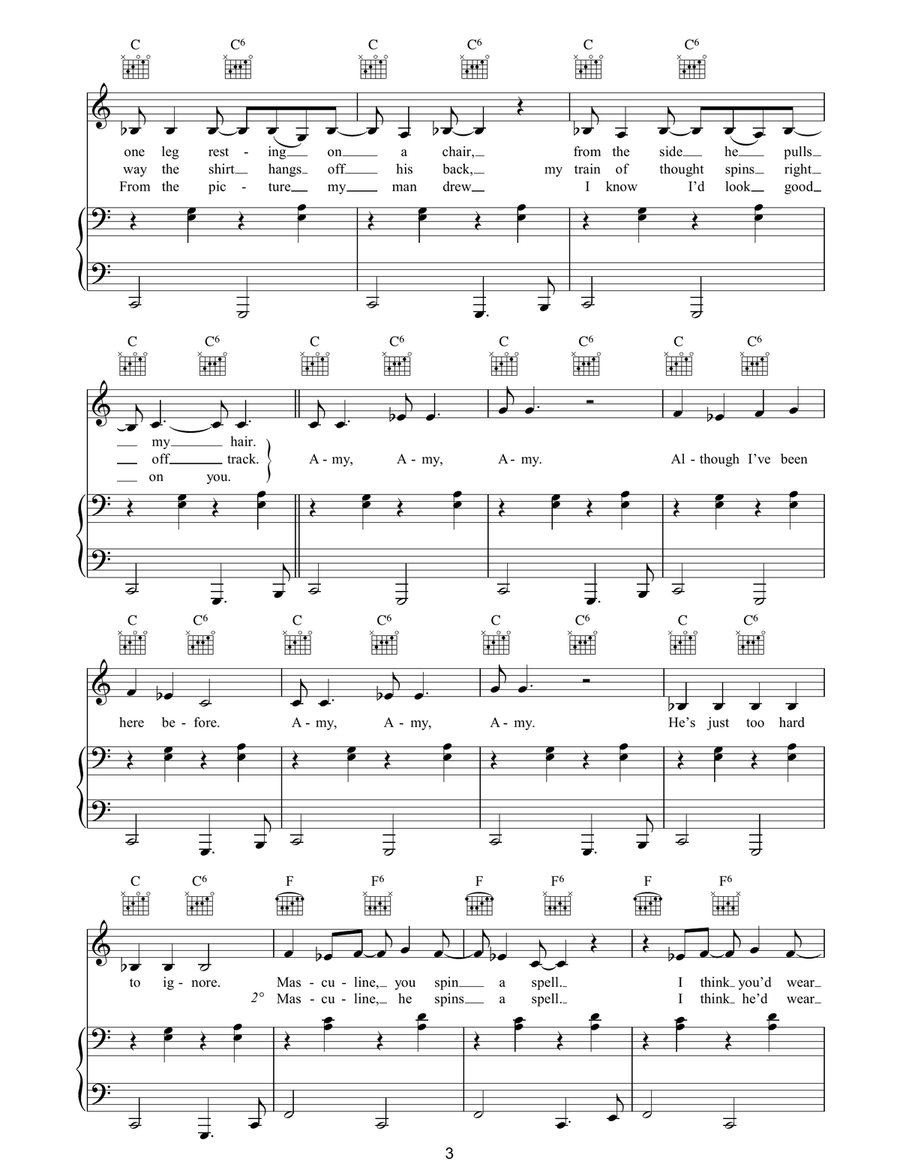 Amy Amy Amy by Amy Winehouse Piano, Vocal, Guitar - Digital Sheet Music page 3