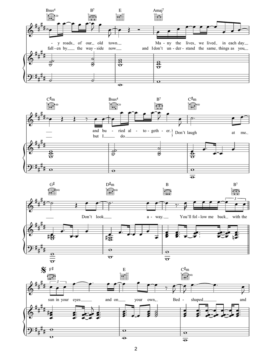 Bedshaped Bedshaped Piano, Vocal, Guitar scores gallery preview page 2