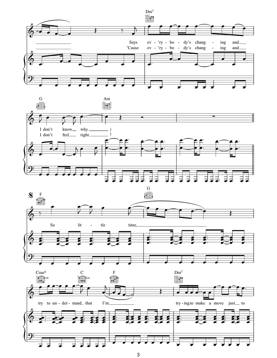 Everybody's Changing Everybody's Changing Piano, Vocal, Guitar scores gallery preview page 3