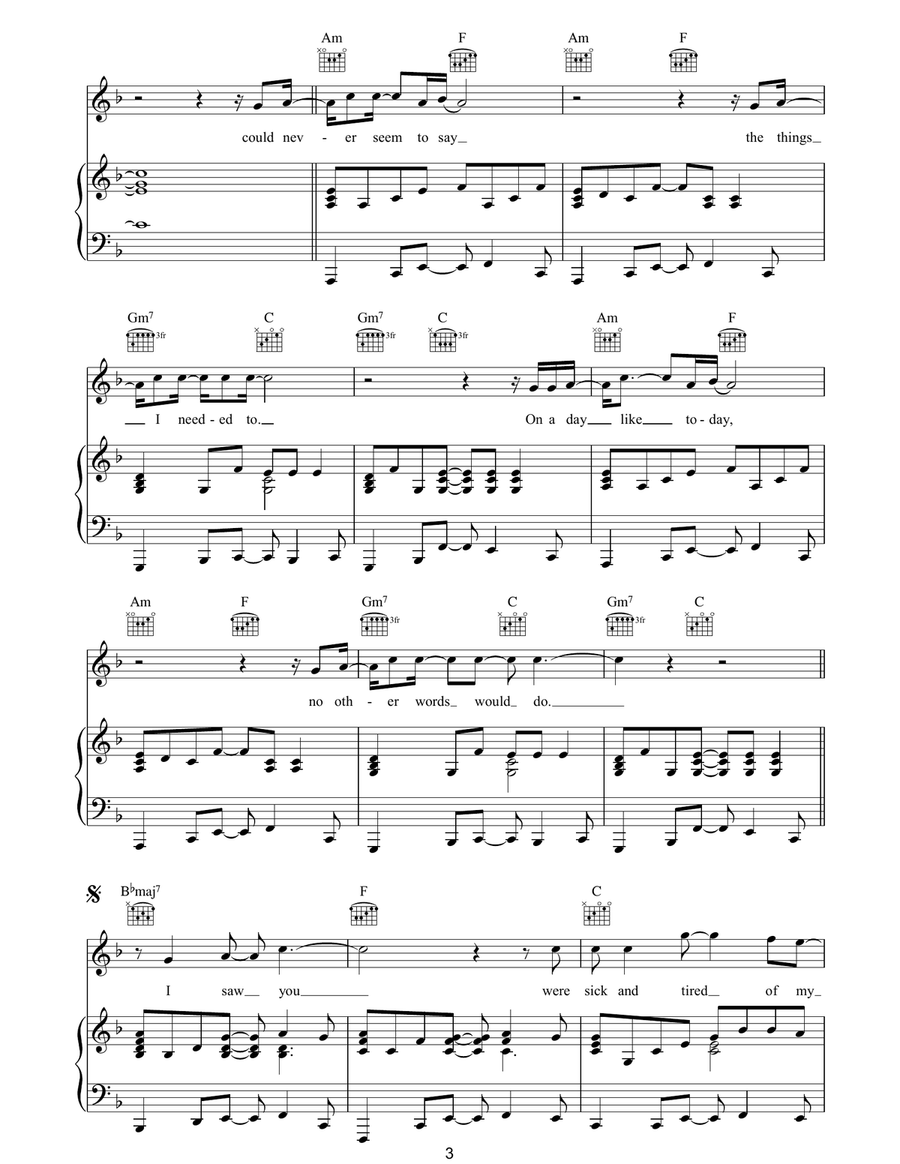 On A Day Like Today On A Day Like Today Piano, Vocal, Guitar scores gallery preview page 3