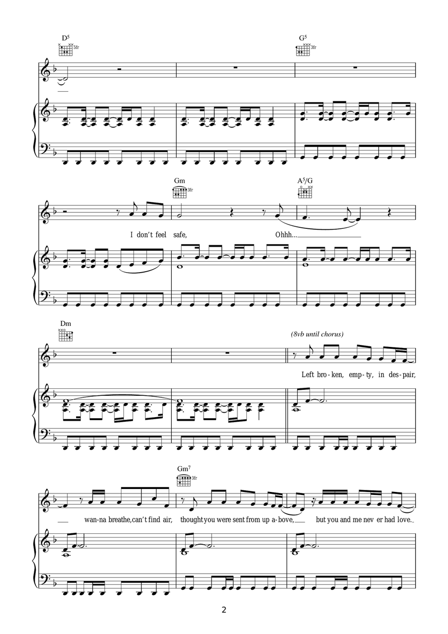 Left Outside Alone Left Outside Alone Piano, Vocal, Guitar scores gallery preview page 2
