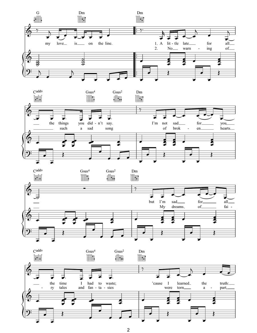 Sick And Tired Sick And Tired Piano, Vocal, Guitar scores gallery preview page 2