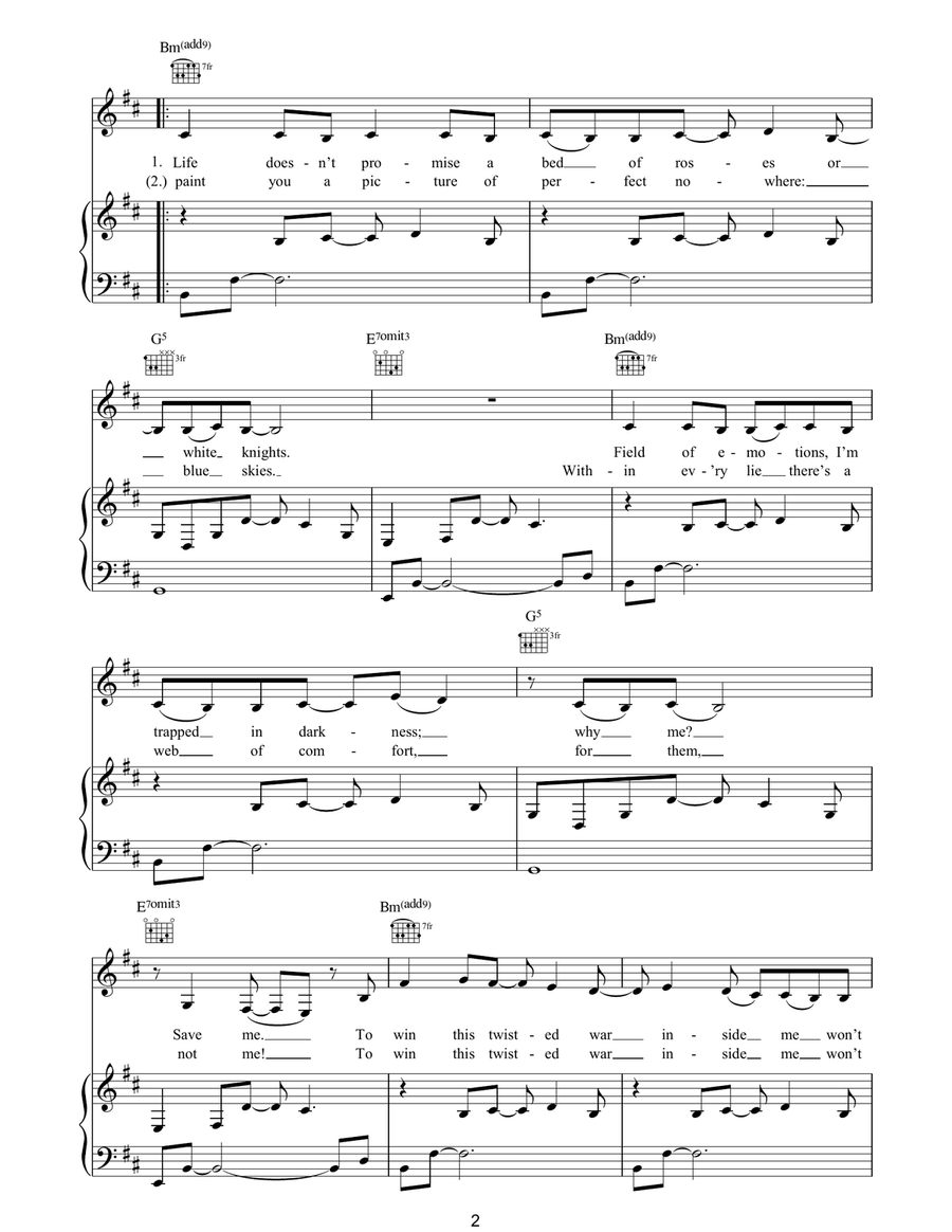 Where Do I Belong Where Do I Belong Piano, Vocal, Guitar scores gallery preview page 2