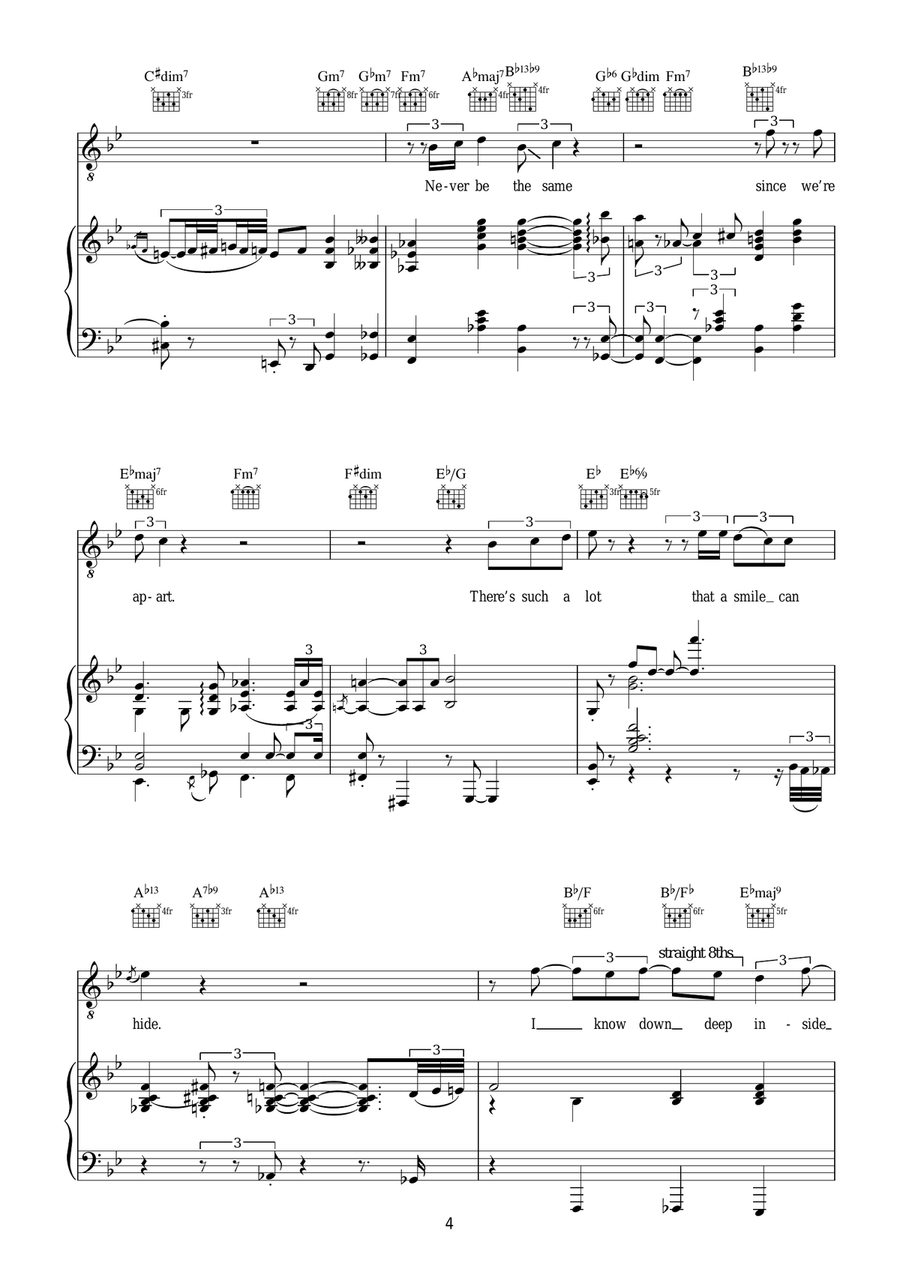 I'll Never Be The Same I'll Never Be The Same Piano, Vocal, Guitar scores gallery preview page 4