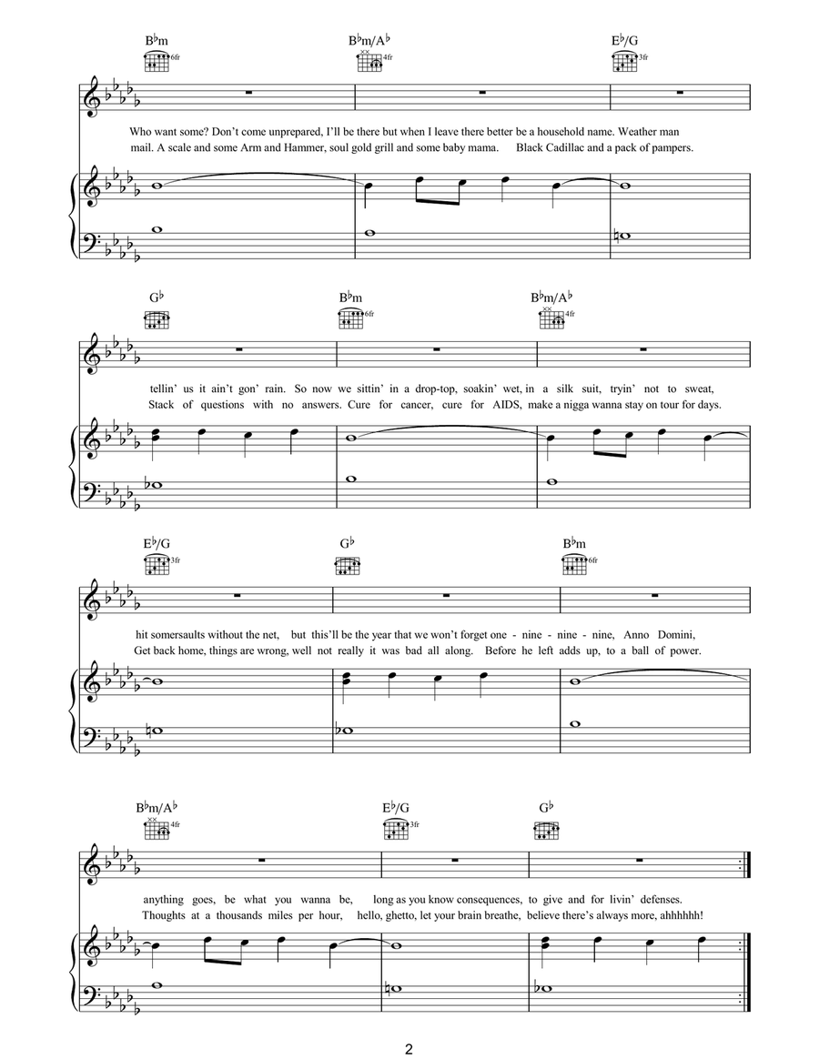 B.O.B. B.O.B. Piano, Vocal, Guitar scores gallery preview page 2