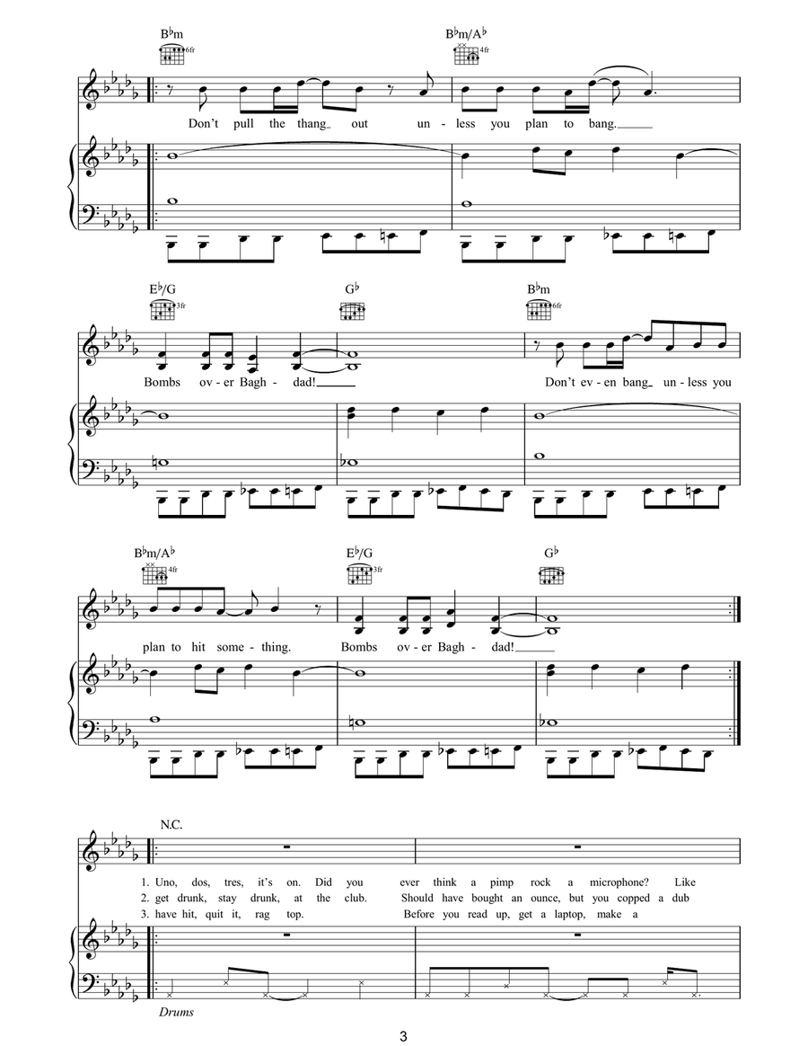 B.O.B. B.O.B. Piano, Vocal, Guitar scores gallery preview page 3
