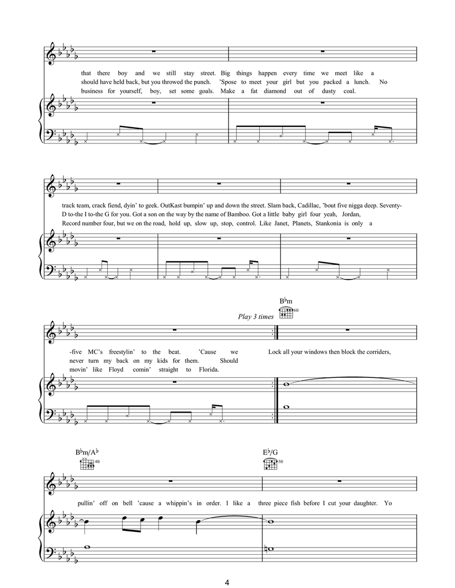 B.O.B. B.O.B. Piano, Vocal, Guitar scores gallery preview page 4