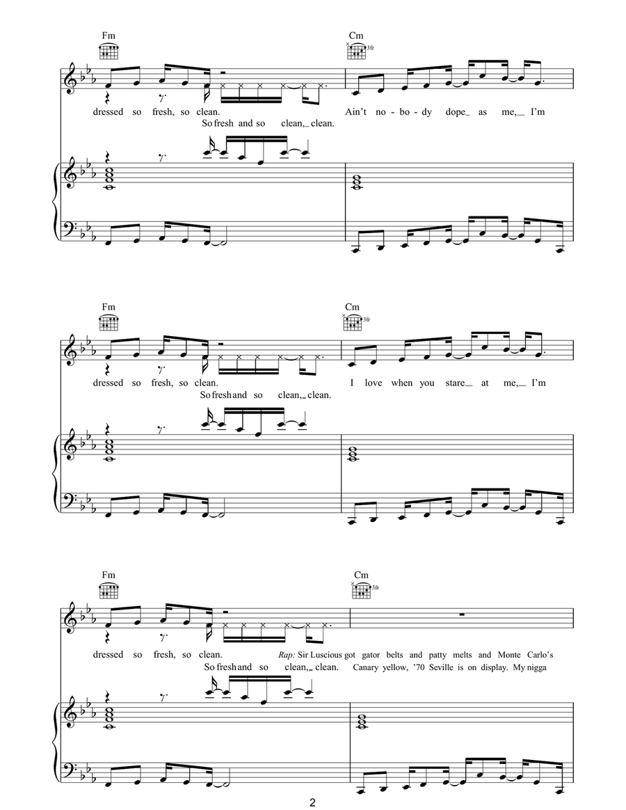 So Fresh, So Clean So Fresh, So Clean Piano, Vocal, Guitar scores gallery preview page 2