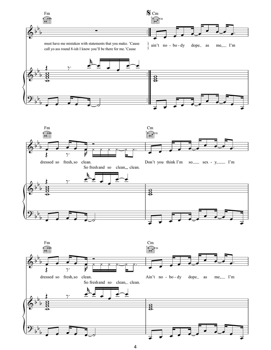 So Fresh, So Clean So Fresh, So Clean Piano, Vocal, Guitar scores gallery preview page 4