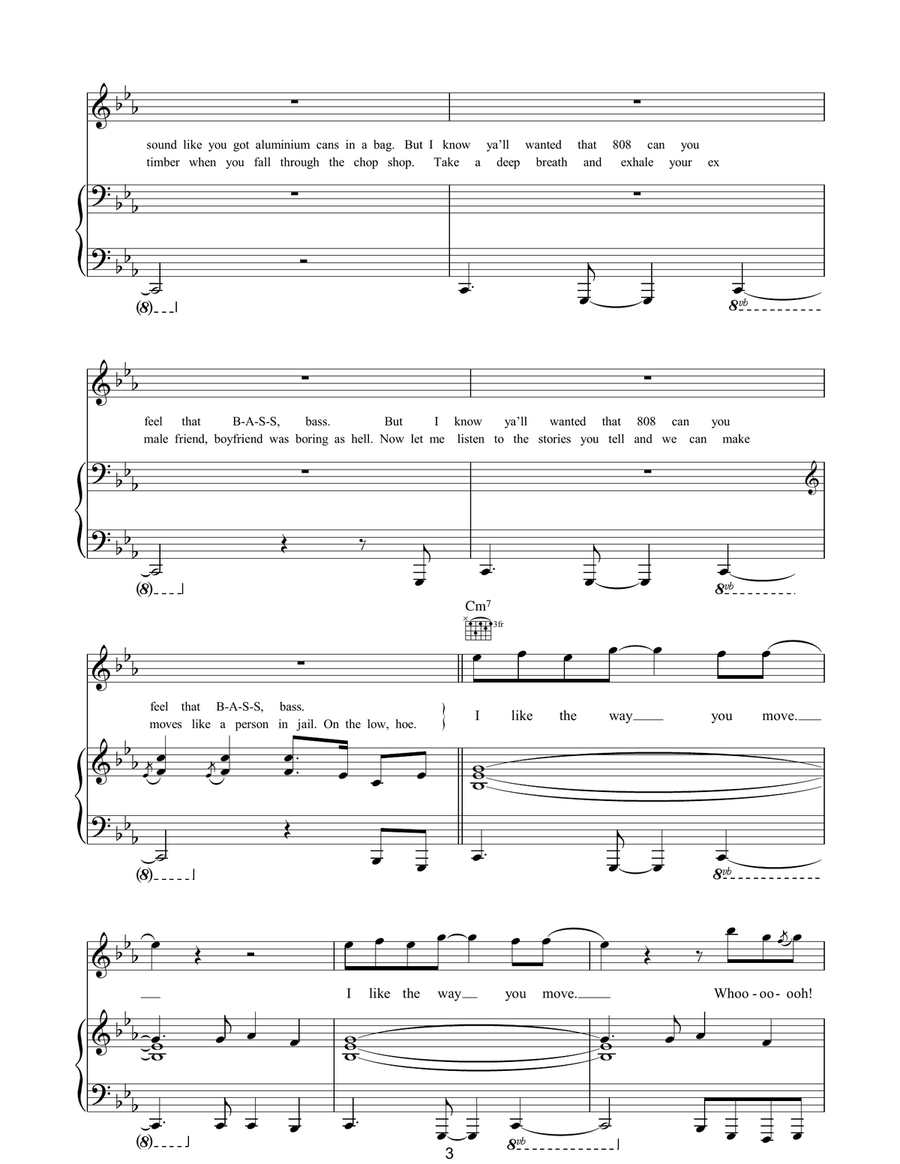 The Way You Move The Way You Move Piano, Vocal, Guitar scores gallery preview page 3
