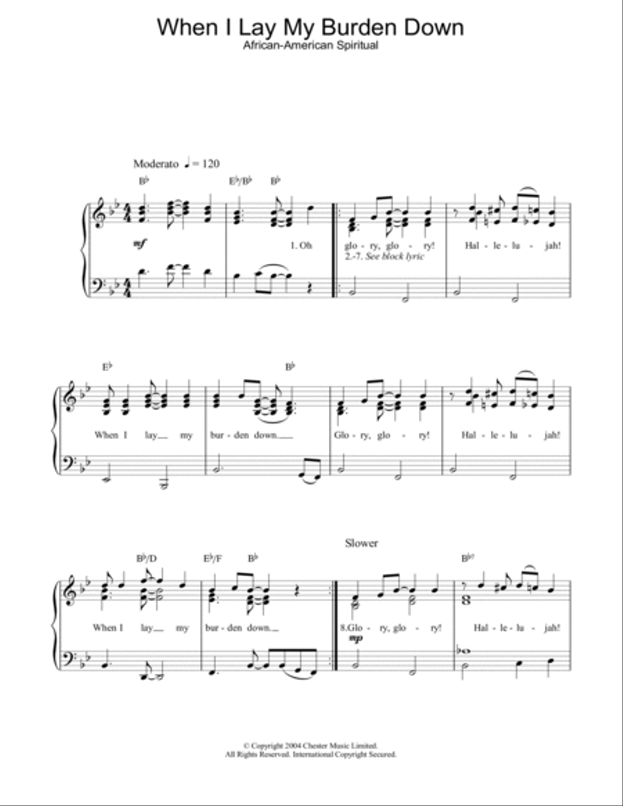 When I Lay My Burden Down Easy Piano scores gallery preview page 1