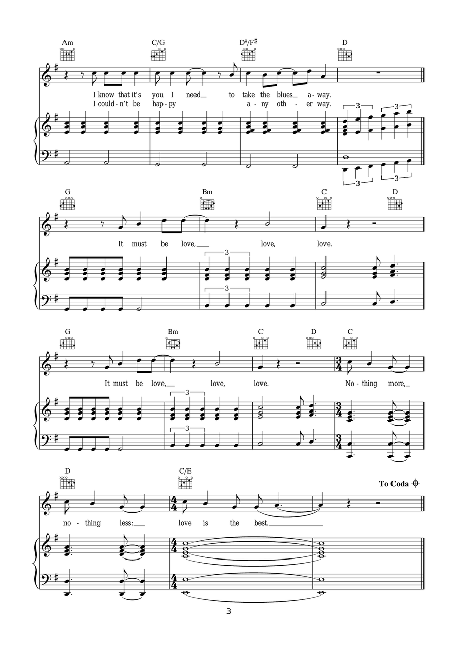 It Must Be Love It Must Be Love Piano, Vocal, Guitar scores gallery preview page 3