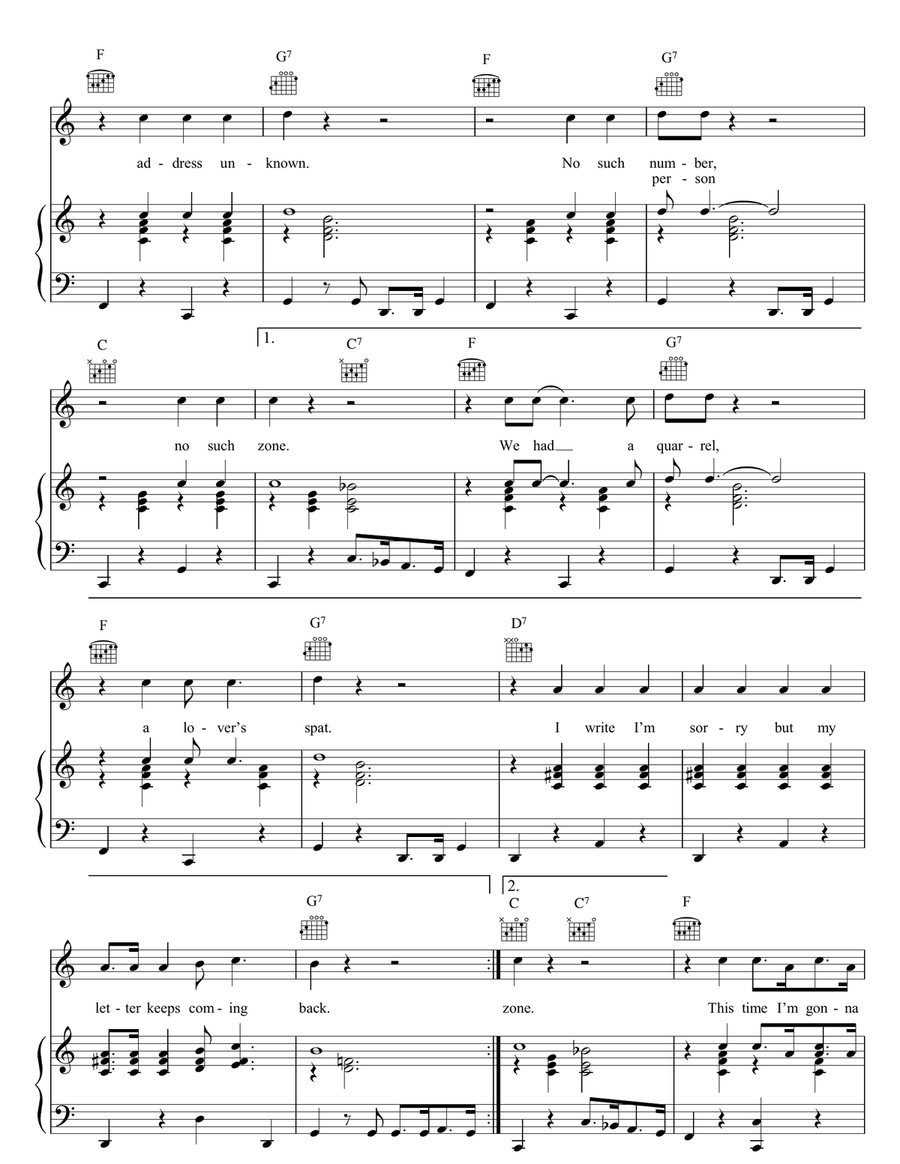 Return To Sender Return To Sender Piano, Vocal, Guitar scores gallery preview page 2