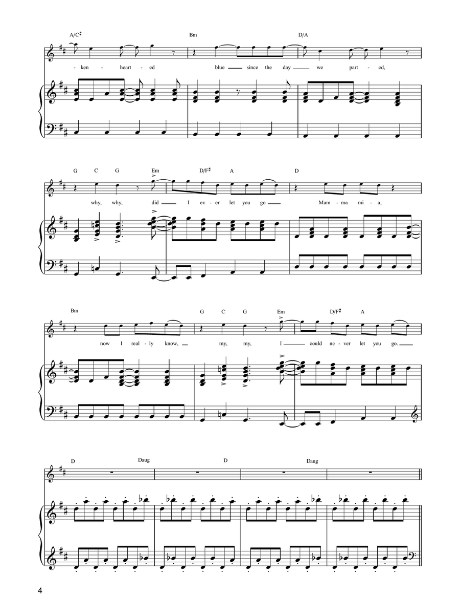 Mamma Mia Piano, Vocal, Guitar scores gallery preview page 4