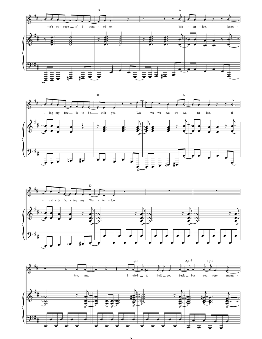 Waterloo Waterloo Piano, Vocal, Guitar scores gallery preview page 3