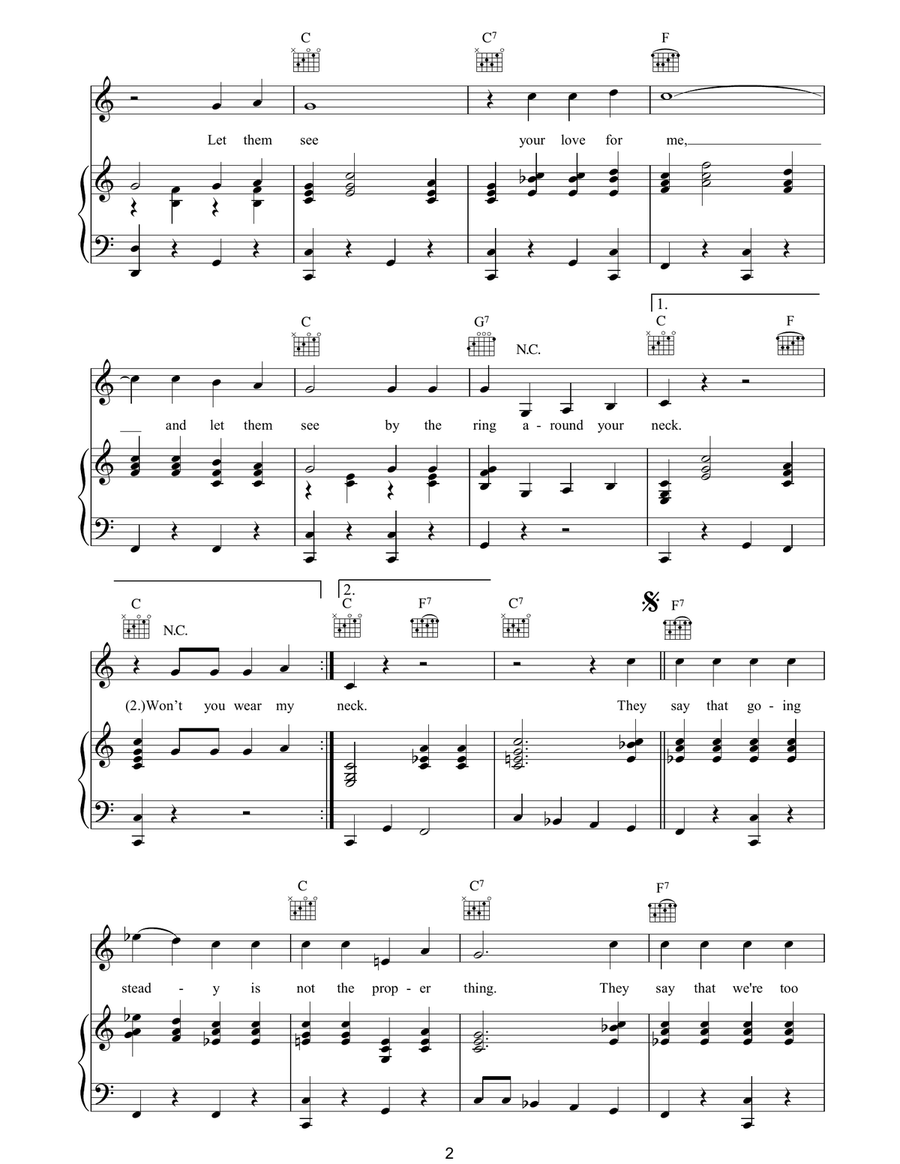 Wear My Ring Around Your Neck Piano, Vocal, Guitar scores gallery preview page 2