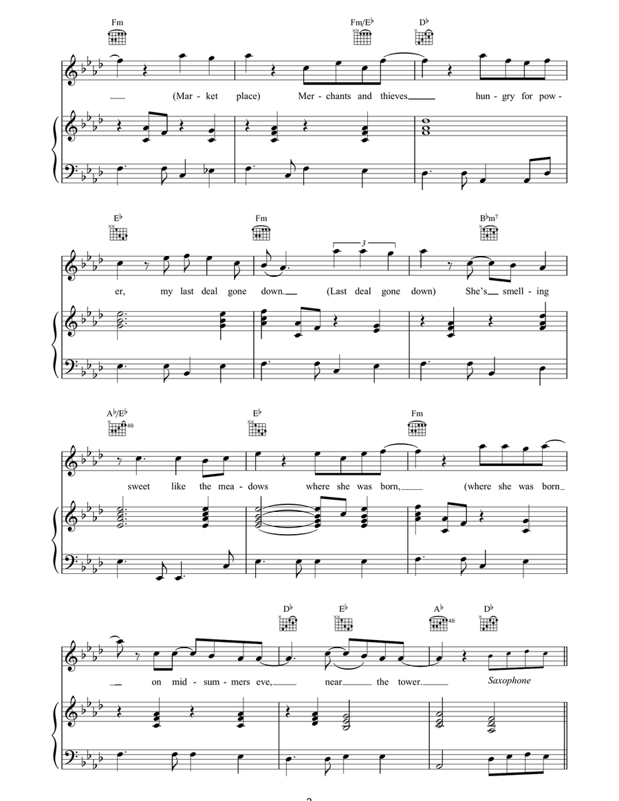Changing Of The Guards Piano, Vocal, Guitar scores gallery preview page 3