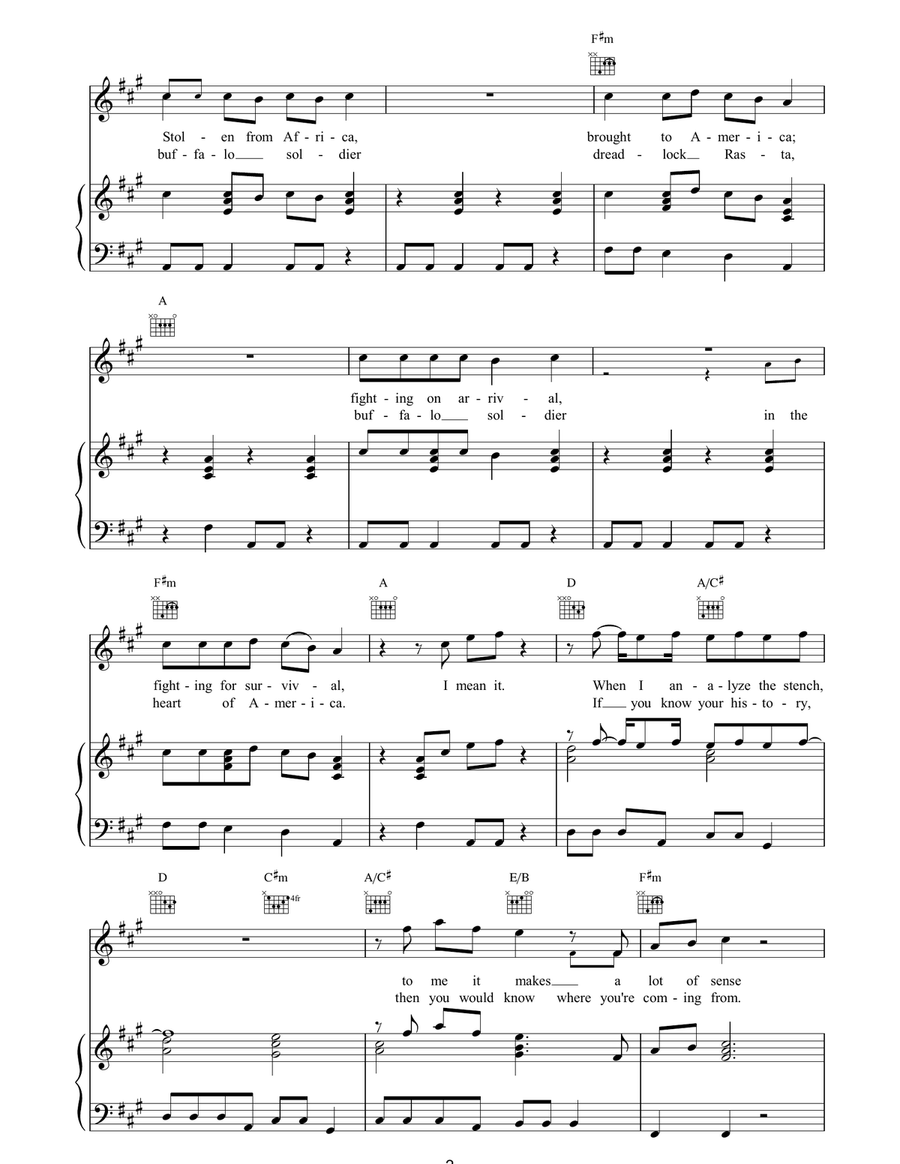 Buffalo Soldier Buffalo Soldier Piano, Vocal, Guitar scores gallery preview page 2
