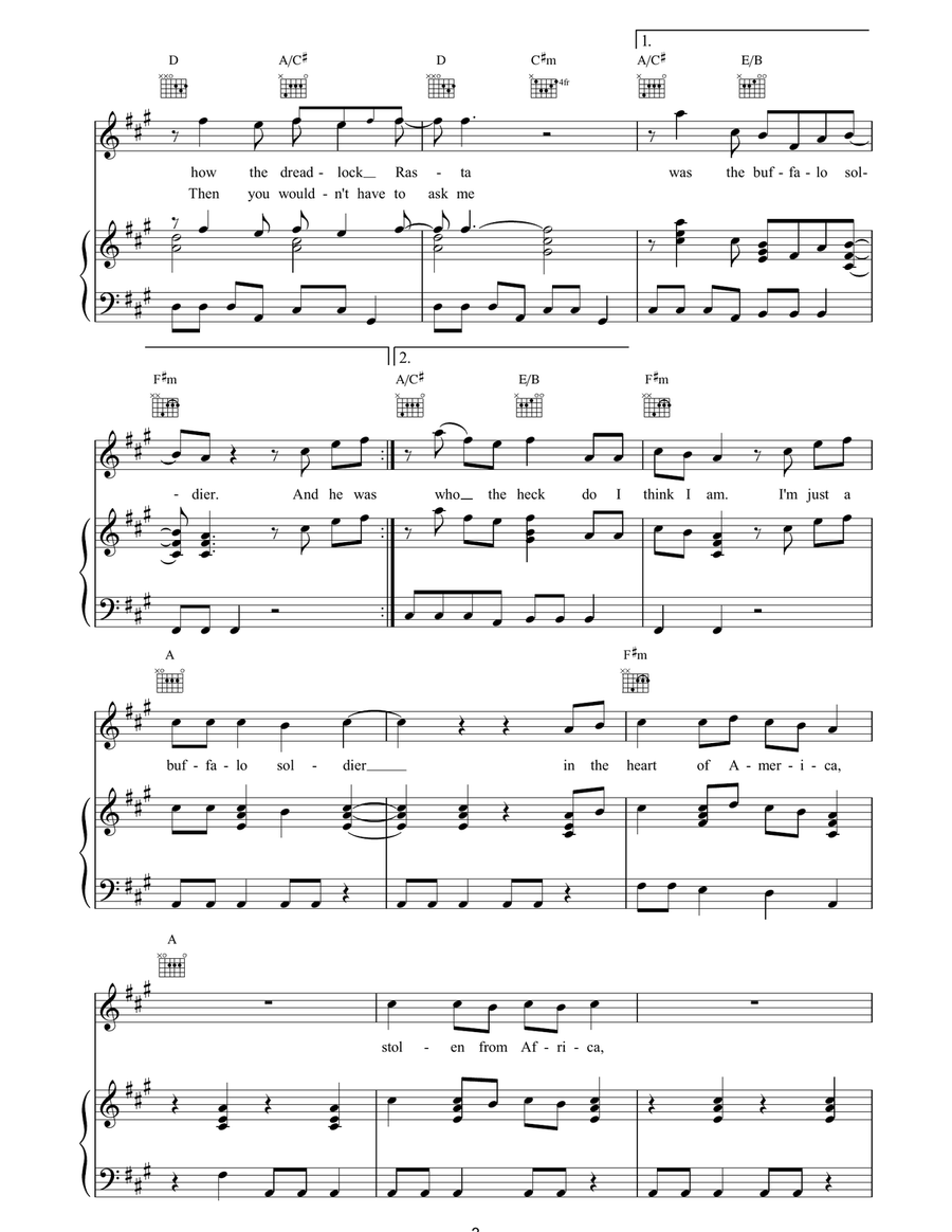 Buffalo Soldier Buffalo Soldier Piano, Vocal, Guitar scores gallery preview page 3