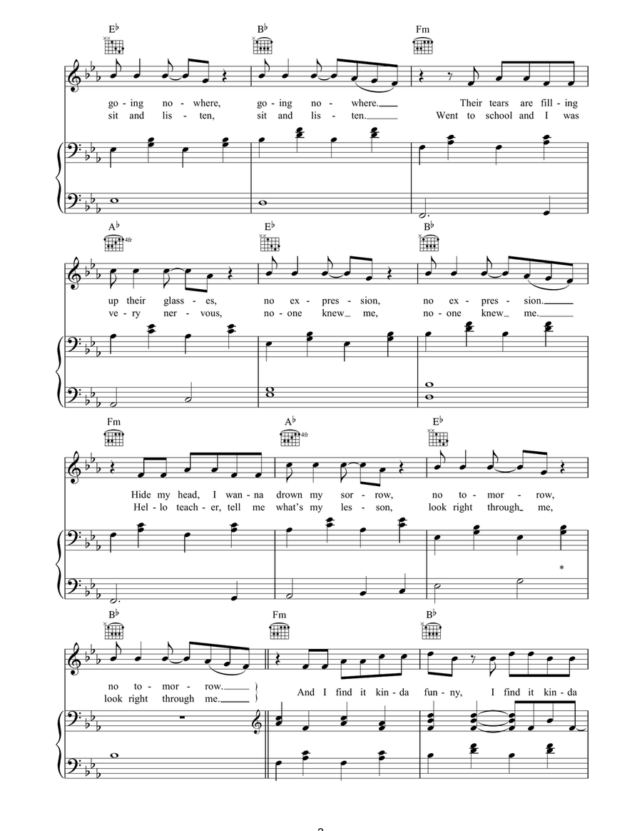 Mad World Mad World Piano, Vocal, Guitar scores gallery preview page 2