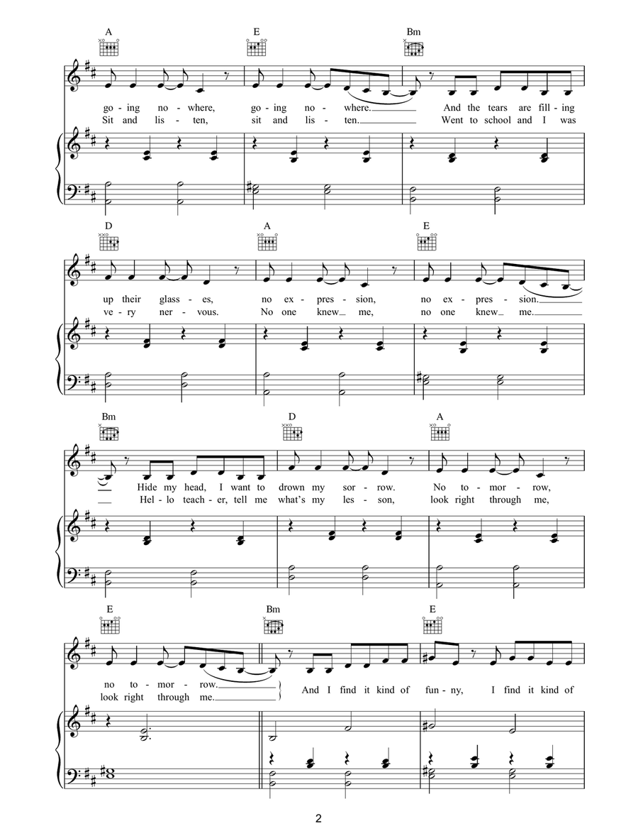 Mad World Mad World Piano, Vocal, Guitar scores gallery preview page 2