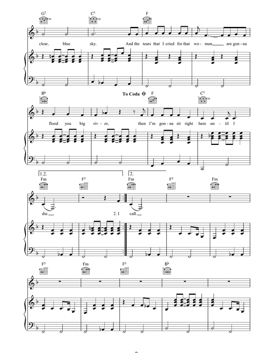 Big River Big River Piano, Vocal, Guitar scores gallery preview page 2