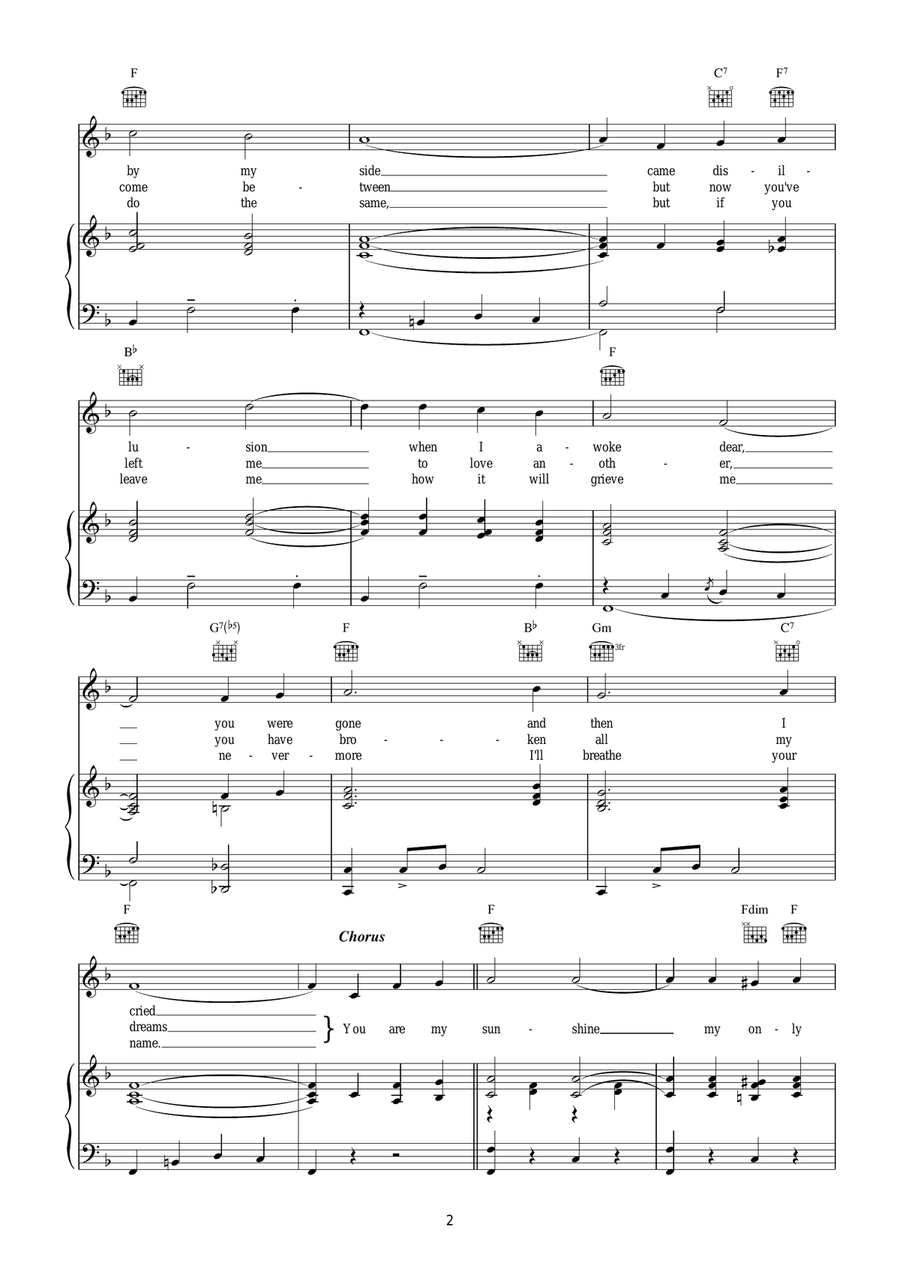 You Are My Sunshine You Are My Sunshine Piano, Vocal, Guitar scores gallery preview page 2