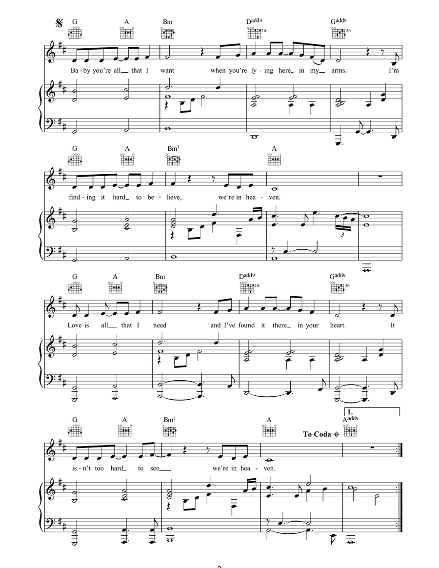 Heaven (piano version) Heaven (piano version) Piano, Vocal, Guitar scores gallery preview page 3