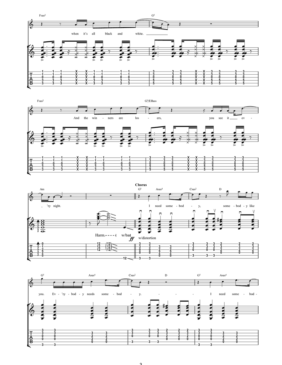 Somebody Somebody Acoustic Guitar scores gallery preview page 3