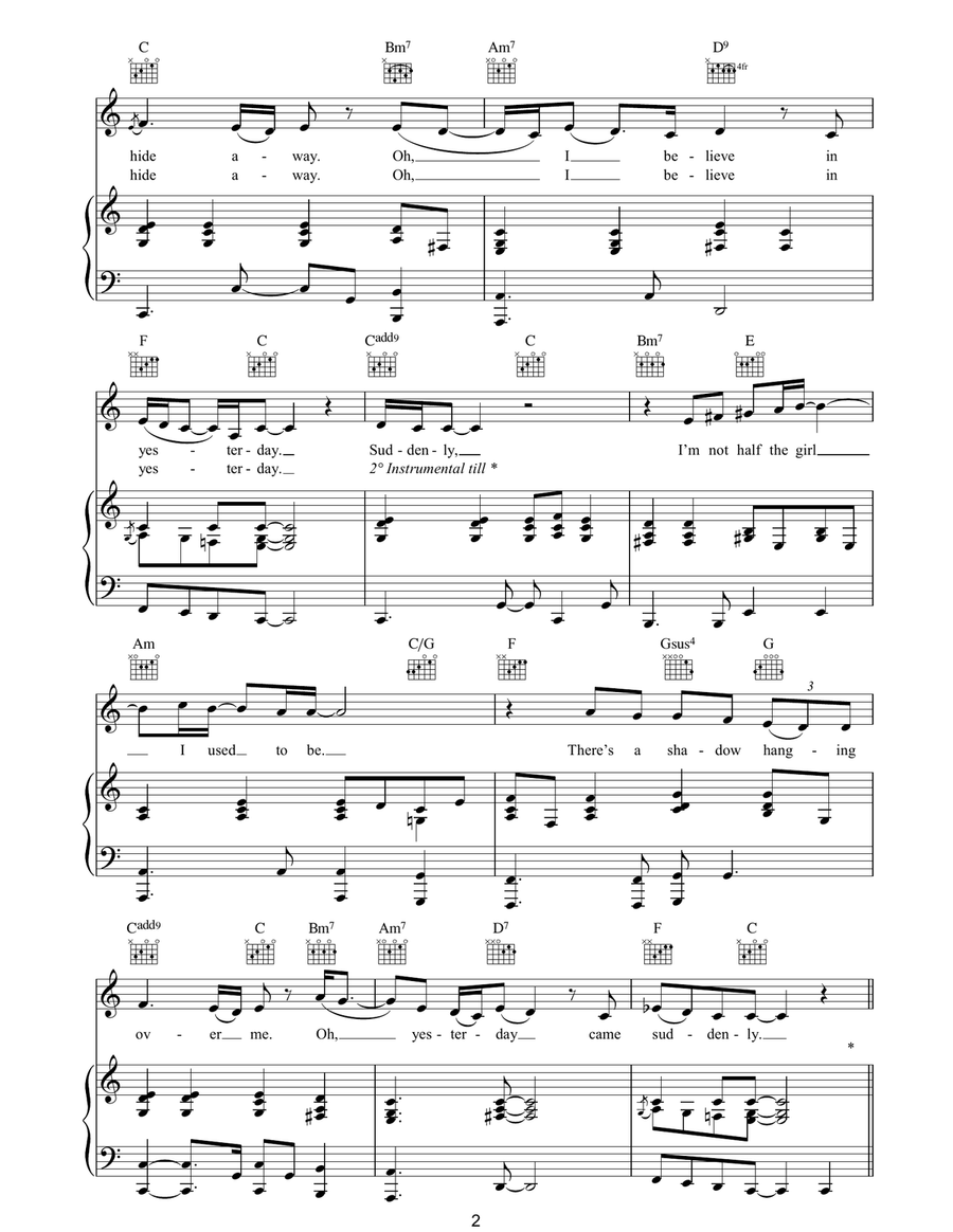 Yesterday Yesterday Piano, Vocal, Guitar scores gallery preview page 2