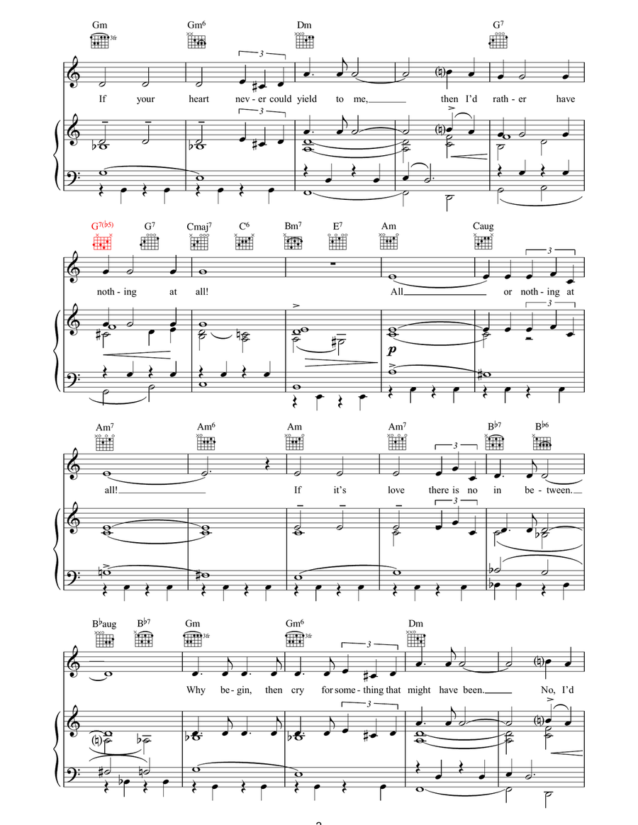 All Or Nothing At All All Or Nothing At All Piano, Vocal, Guitar scores gallery preview page 2