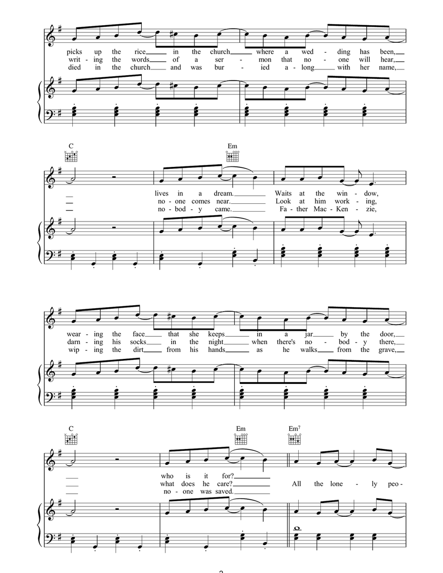Eleanor Rigby Eleanor Rigby Piano, Vocal, Guitar scores gallery preview page 2