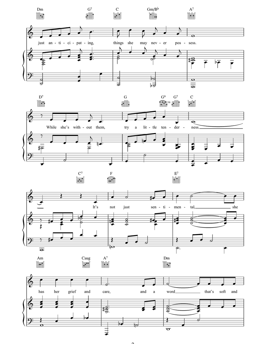Try A Little Tenderness Piano, Vocal, Guitar scores gallery preview page 2