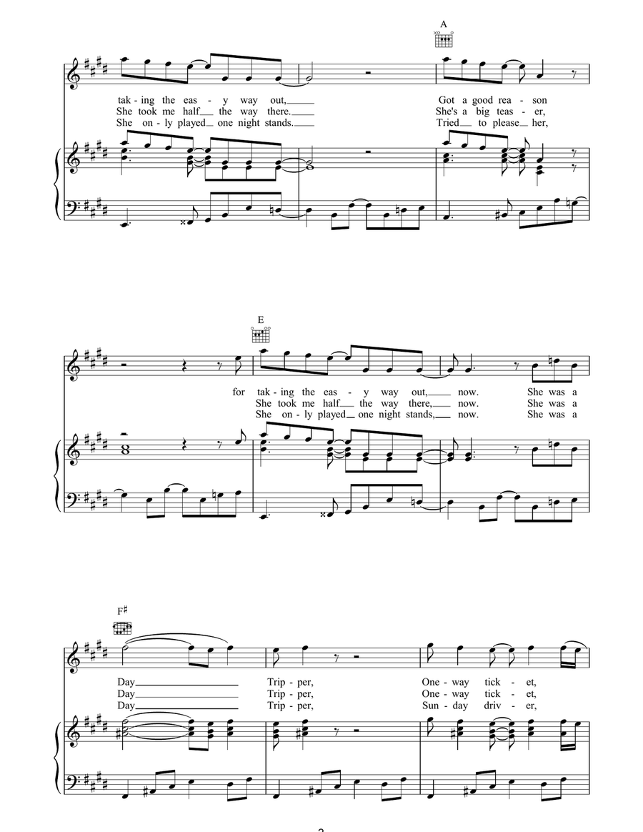 Day Tripper Piano, Vocal, Guitar scores gallery preview page 2
