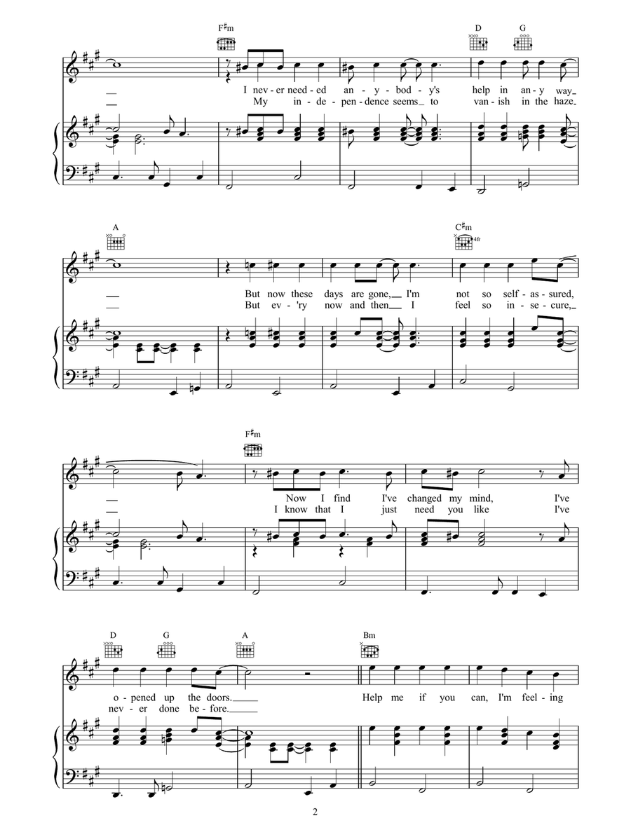Help! Help! Acoustic Guitar scores gallery preview page 2
