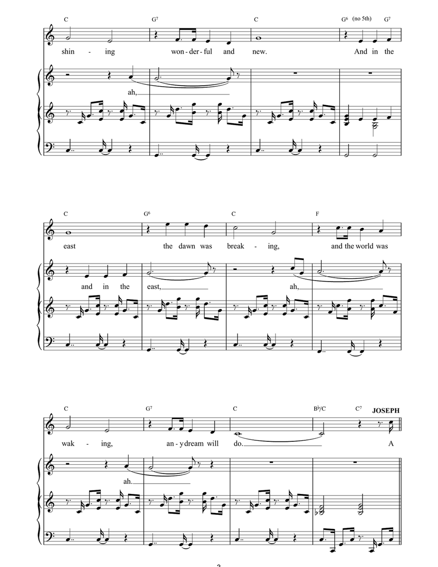 Any Dream Will Do Any Dream Will Do Piano, Vocal, Guitar scores gallery preview page 3