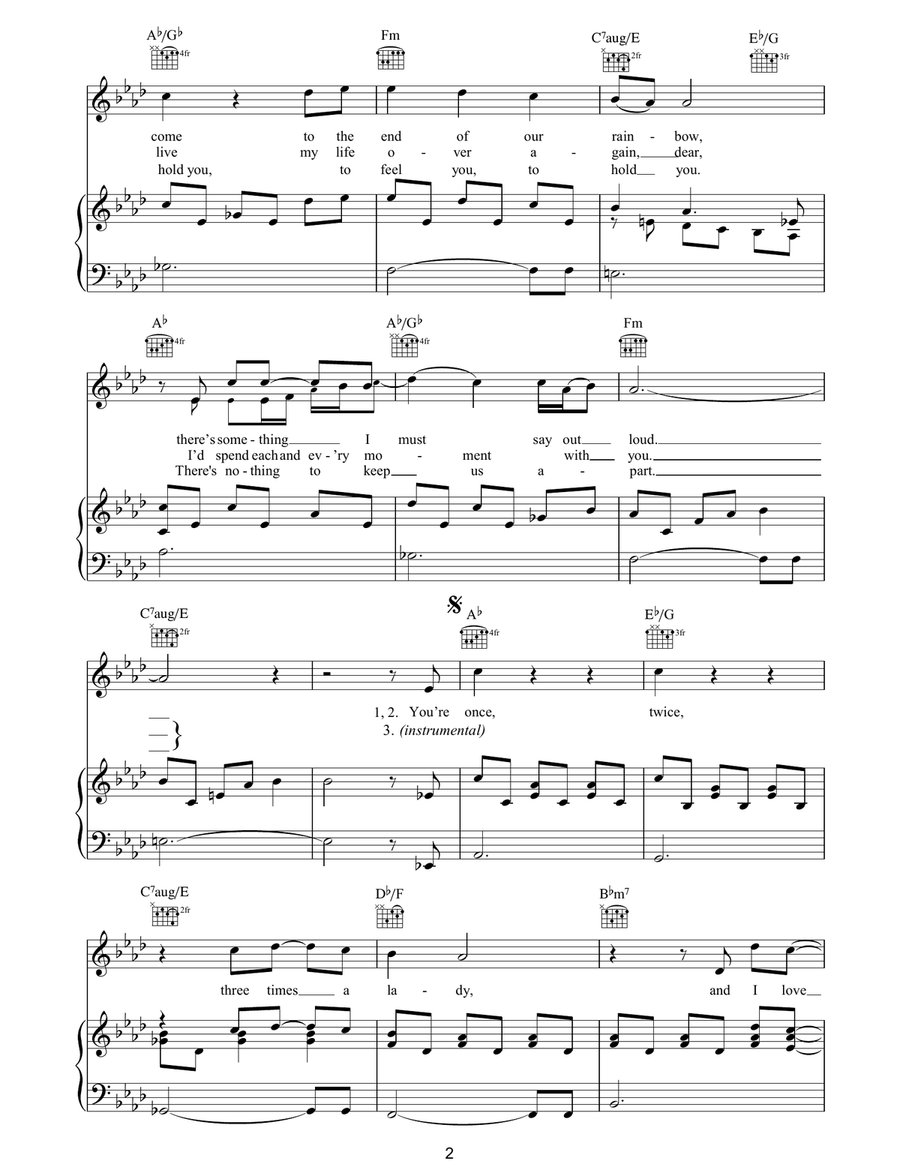 Three Times A Lady Three Times A Lady Piano, Vocal, Guitar scores gallery preview page 2
