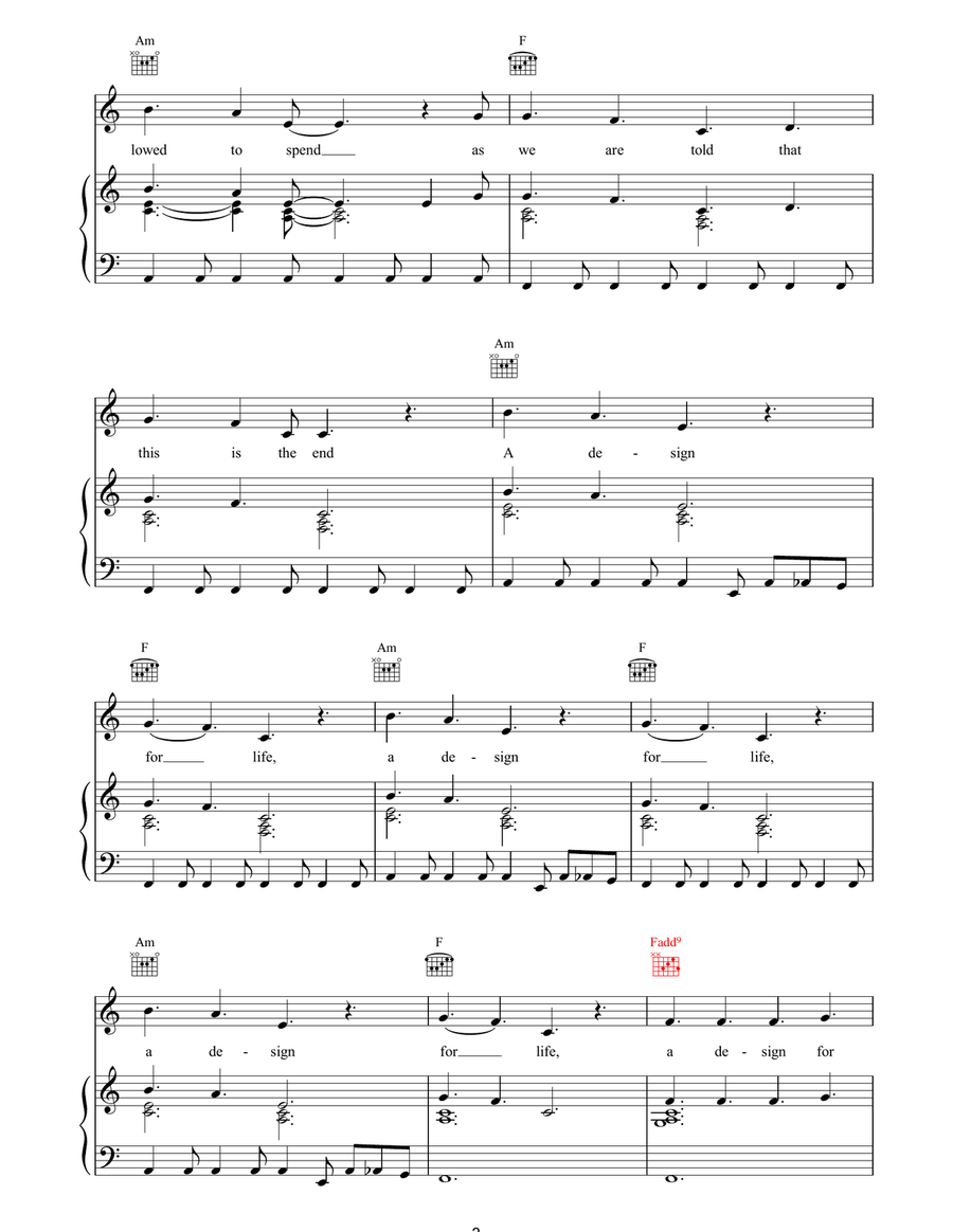 A Design For Life A Design For Life Piano, Vocal, Guitar scores gallery preview page 3