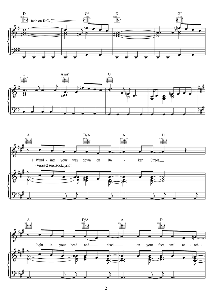 Baker Street Baker Street Piano, Vocal, Guitar scores gallery preview page 2