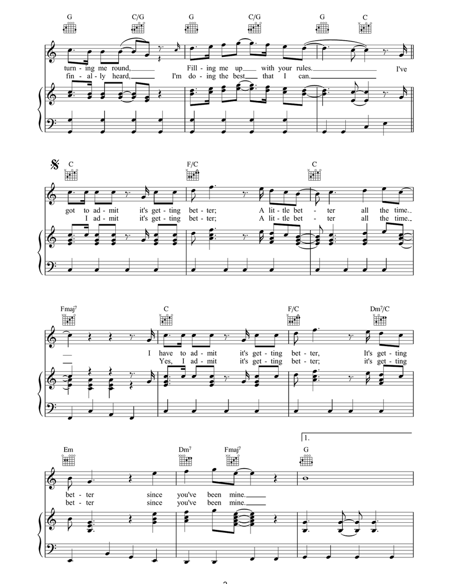 Getting Better Getting Better Piano, Vocal, Guitar scores gallery preview page 2