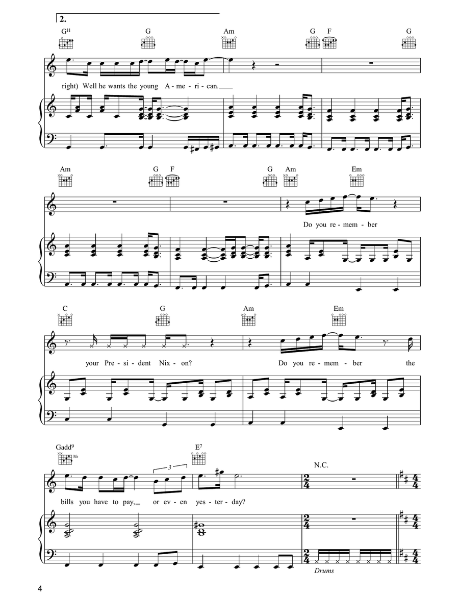Young Americans Young Americans Piano, Vocal, Guitar scores gallery preview page 4