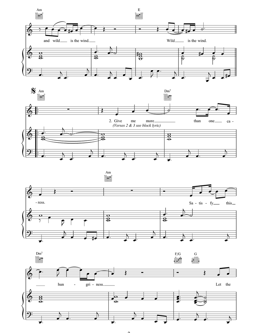 Wild Is The Wind Wild Is The Wind Piano, Vocal, Guitar scores gallery preview page 3