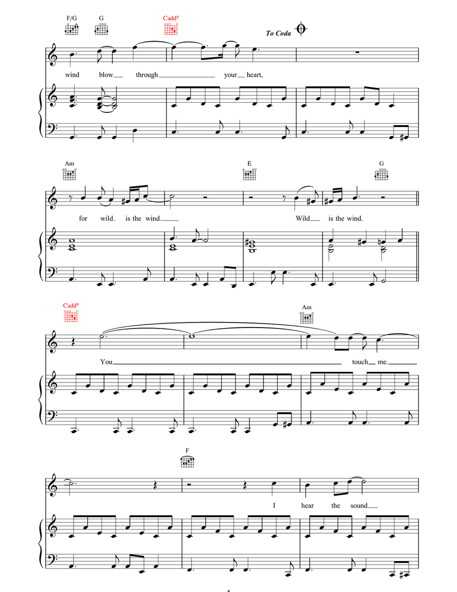Wild Is The Wind Wild Is The Wind Piano, Vocal, Guitar scores gallery preview page 4