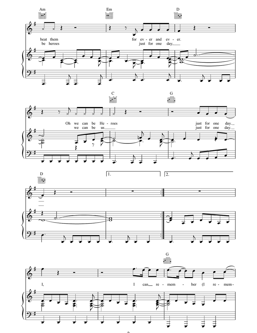 Heroes Heroes Piano, Vocal, Guitar scores gallery preview page 3