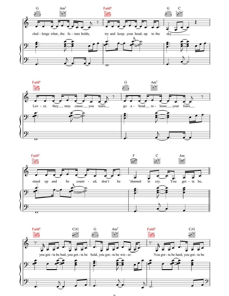 You Gotta Be You Gotta Be Piano, Vocal, Guitar scores gallery preview page 2