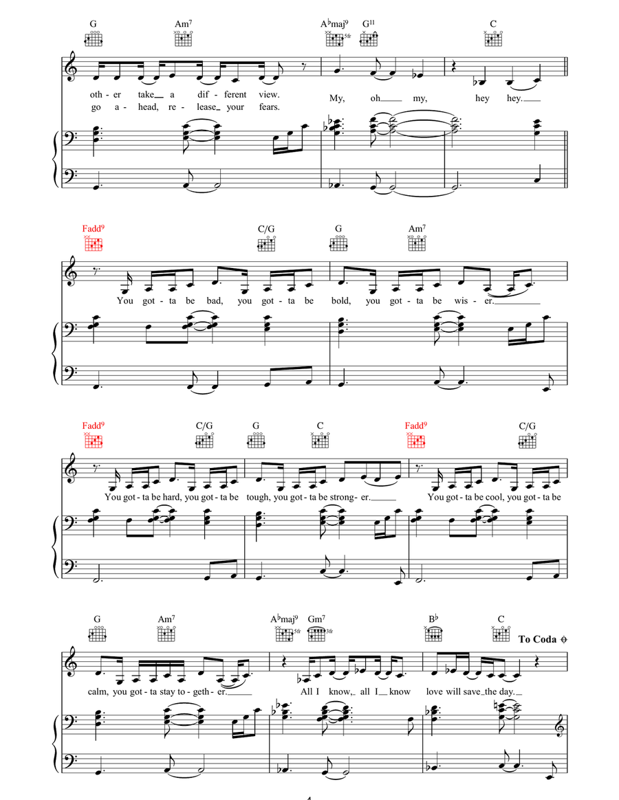 You Gotta Be You Gotta Be Piano, Vocal, Guitar scores gallery preview page 4