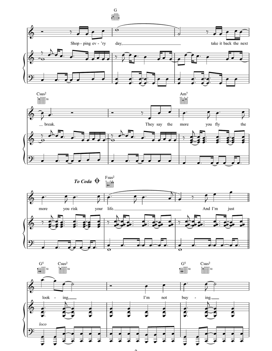 Just Looking Just Looking Piano, Vocal, Guitar scores gallery preview page 3