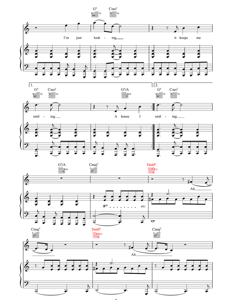 Just Looking Just Looking Piano, Vocal, Guitar scores gallery preview page 4